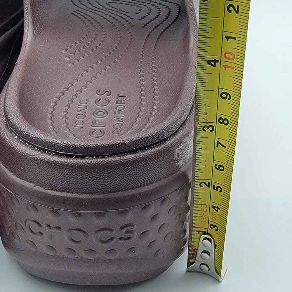 NWT!!‎ Brown Crocs Platform Slides SIZE 11-W; 9-M. #1446